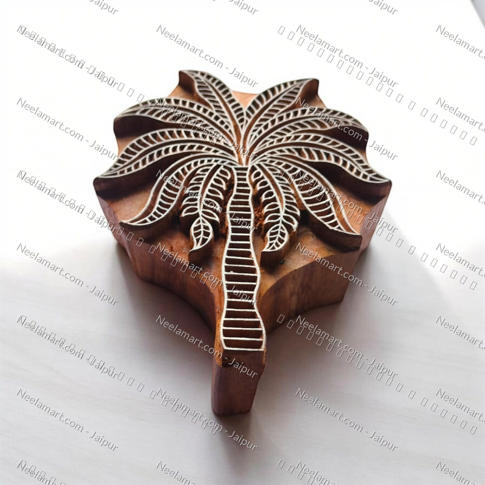 Intricate Palm Tree Wooden Block
